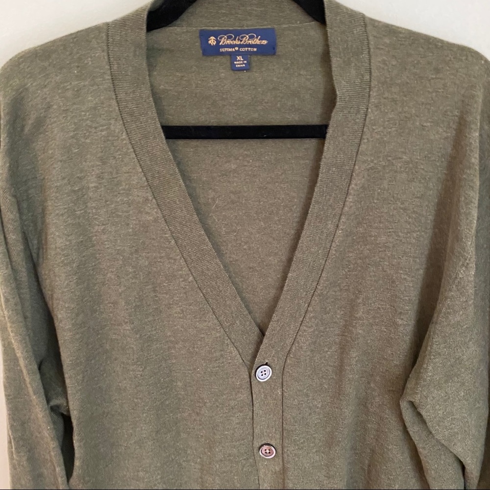 Brooks Brothers Cotton Green Sweater Cardigan - Picture 3 of 6